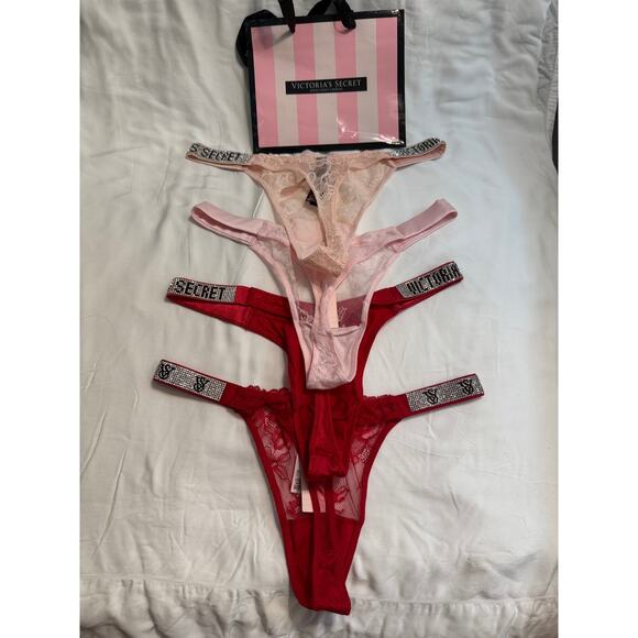 NWT Victoria’s Secret Very Sexy Bling Strap Thongs & Brazilian Size Small - Picture 2 of 5